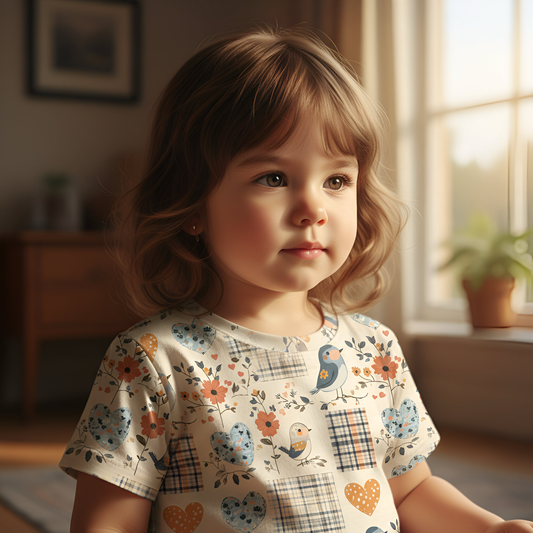 Birds Shabby Patchwork Digital Seamless Pattern