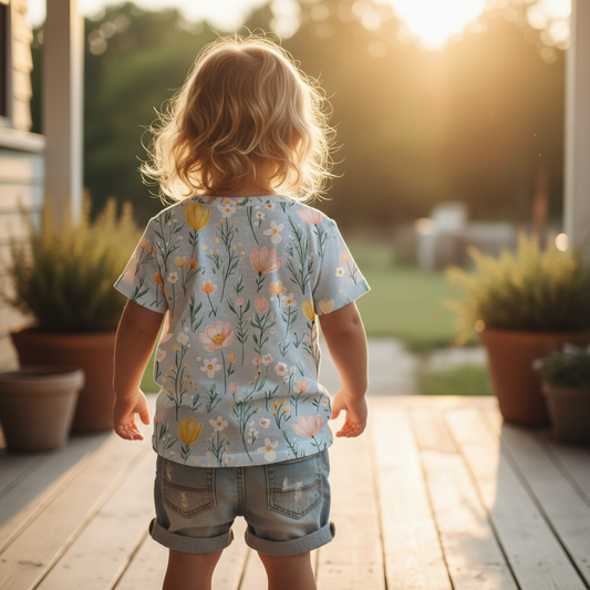 Blue Ditsy Spring Digital Seamless Pattern