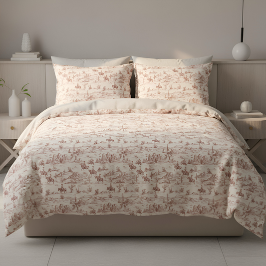 Dark Pink Toile Cowboy Digital Seamless Pattern