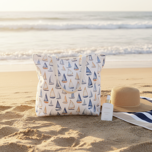 Blue Sailboats Digital Seamless Pattern