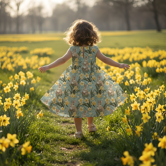 Daffodil Bunnies Digital Seamless Pattern
