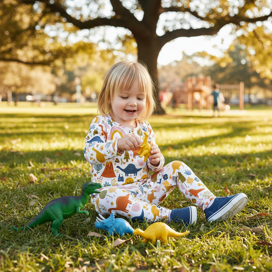 Bright Dinos & Volcanos Digital Seamless Pattern