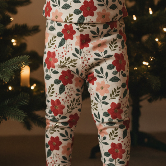 Simple Christmas Flowers Digital Seamless Pattern