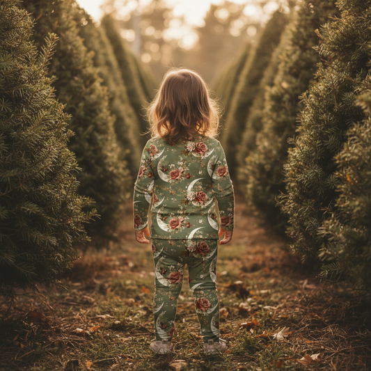 Boho Floral Moons Digital Seamless Pattern