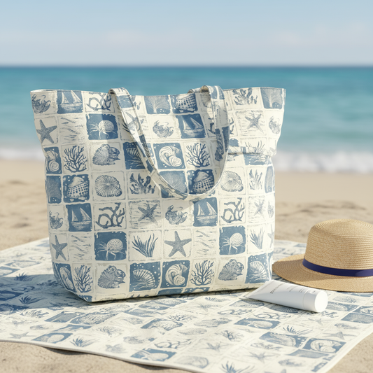 Coastal Squares Digital Seamless Pattern