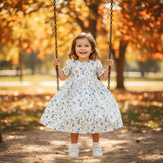 Blue Mini Roses Digital Seamless Pattern