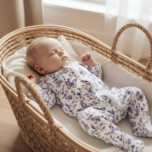 Violet Floral Butterflies Digital Seamless Pattern