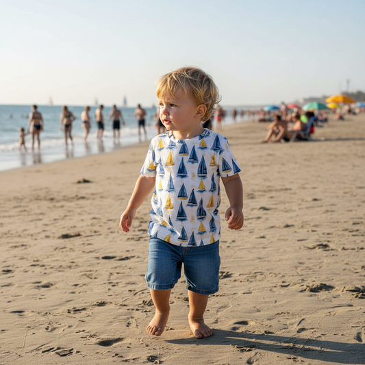 Sunset Sailboats Digital Seamless Pattern