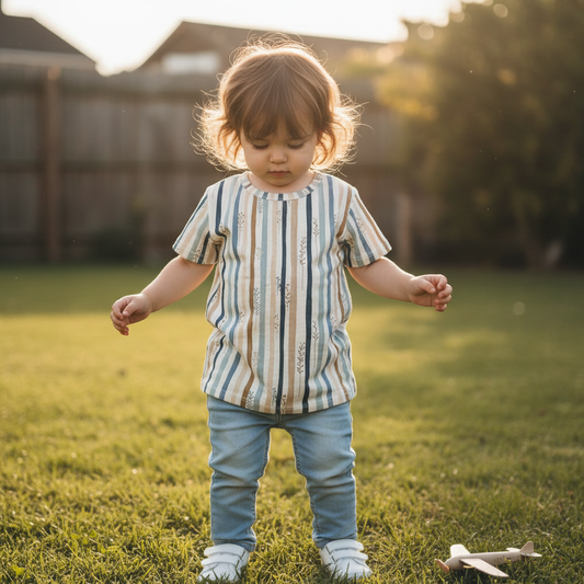 Blue Beige Mint Stripe Digital Seamless Pattern