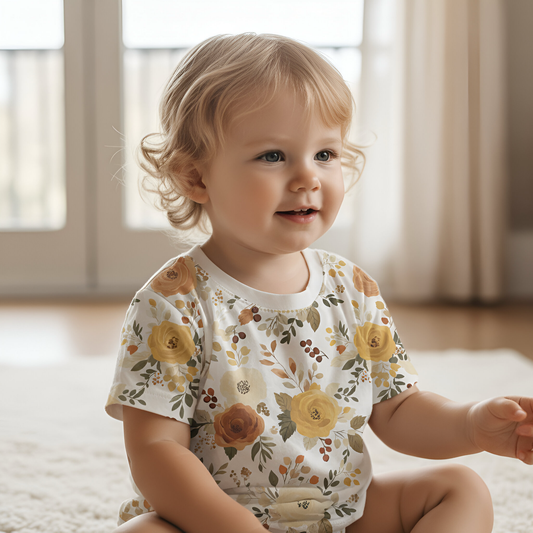 Beige Mustard Floral Digital Seamless Pattern