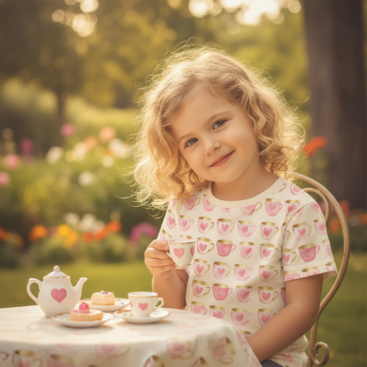 Heart Teacups Digital Seamless Pattern