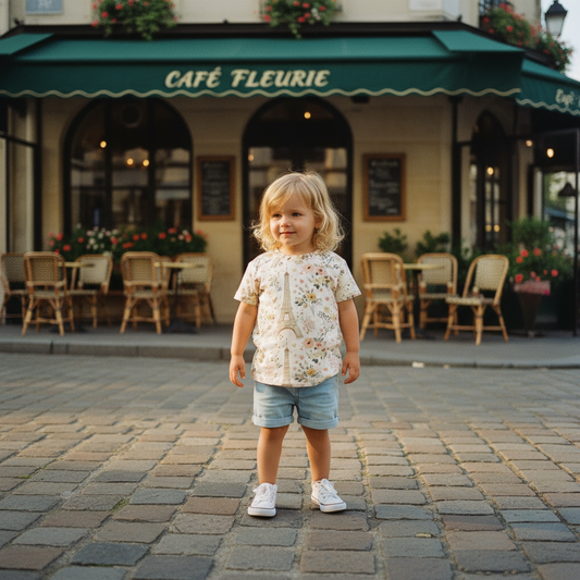 Floral Eiffel Tower Digital Seamless Pattern