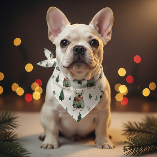 Christmas French Bulldog Digital Seamless Pattern