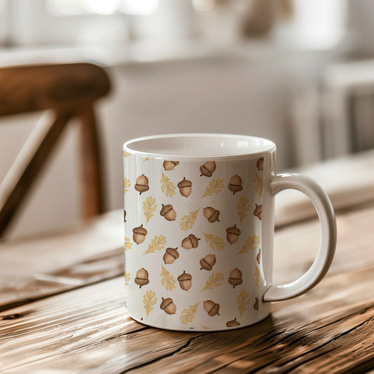 Acorns & Leaves White