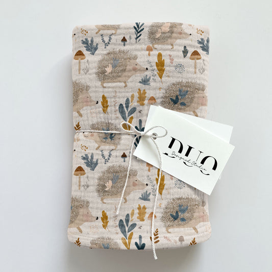 Autumn Hedgehogs Digital Seamless Pattern