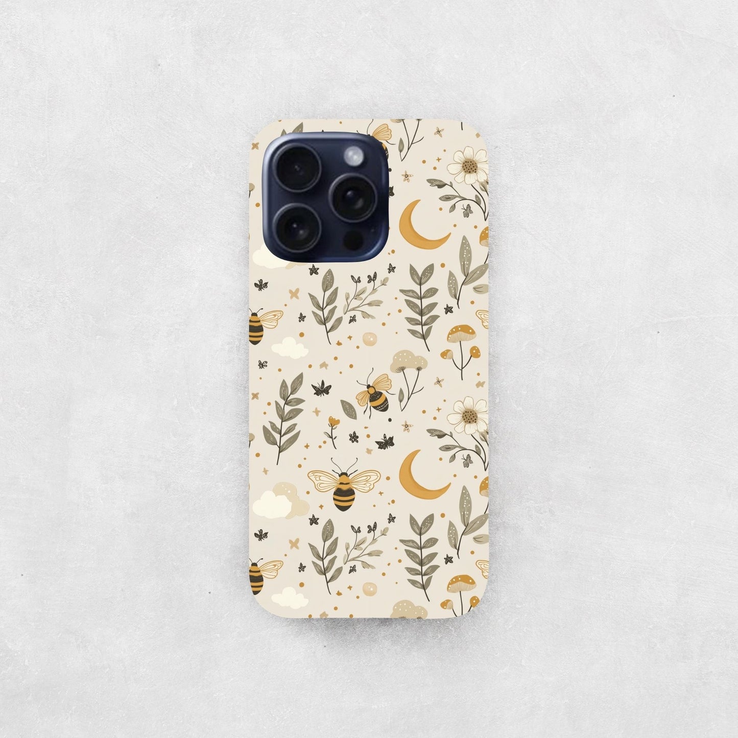 Bees & Moons Digital Seamless Pattern