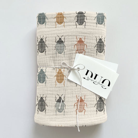 Beetles on Beige Digital Seamless Pattern