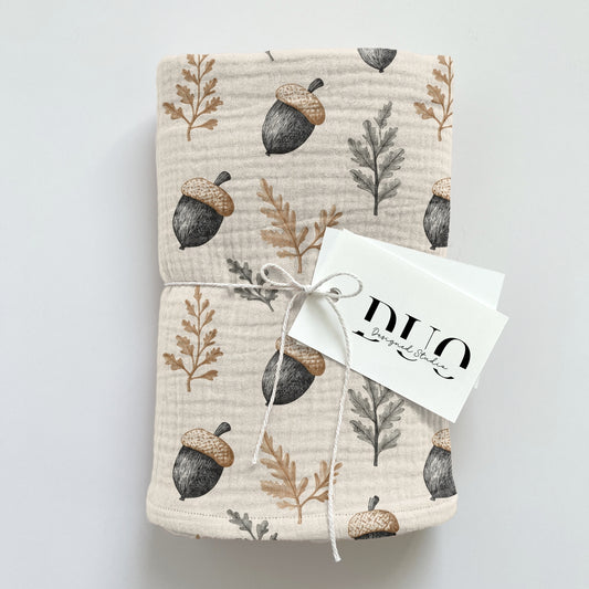 Blackened Acorns & Leaves Digital Seamless Pattern