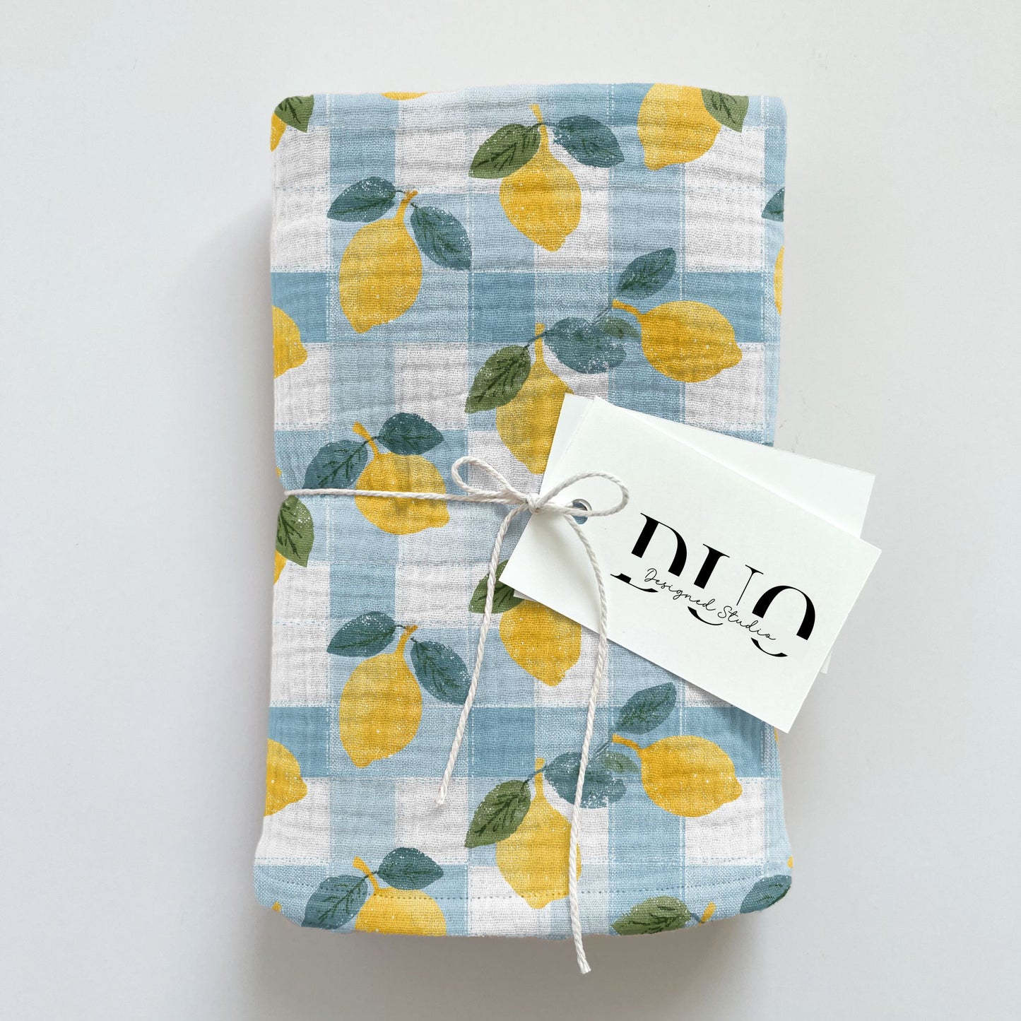 Blue Checked Lemons Digital Seamless Pattern