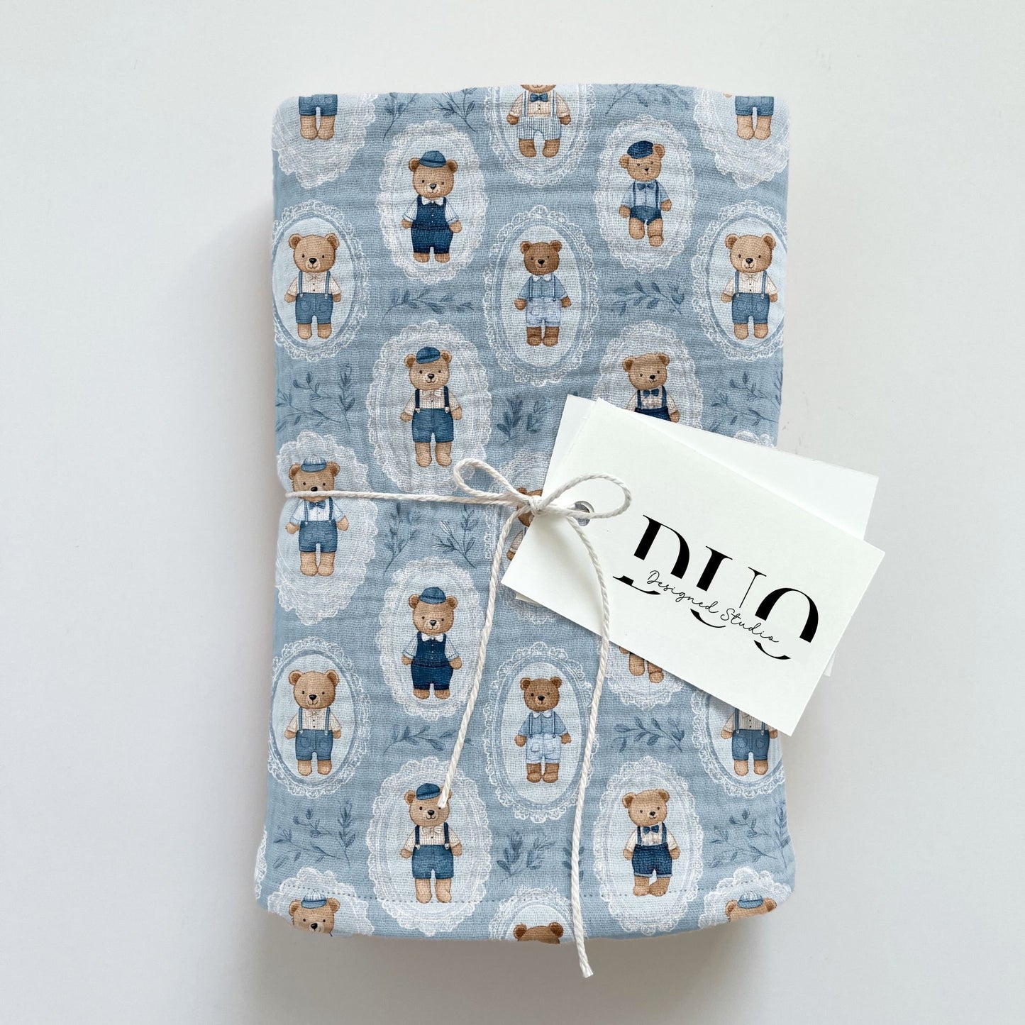 Blue Frame Teddies Digital Seamless Pattern