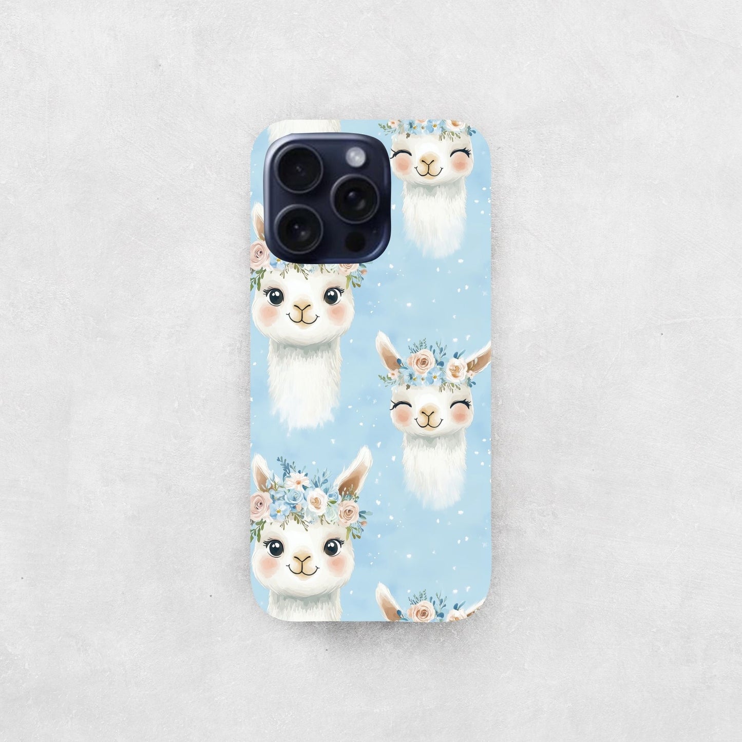 Blue Llamas Digital Seamless Pattern