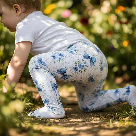 Blue Roses & Bows Digital Seamless Pattern