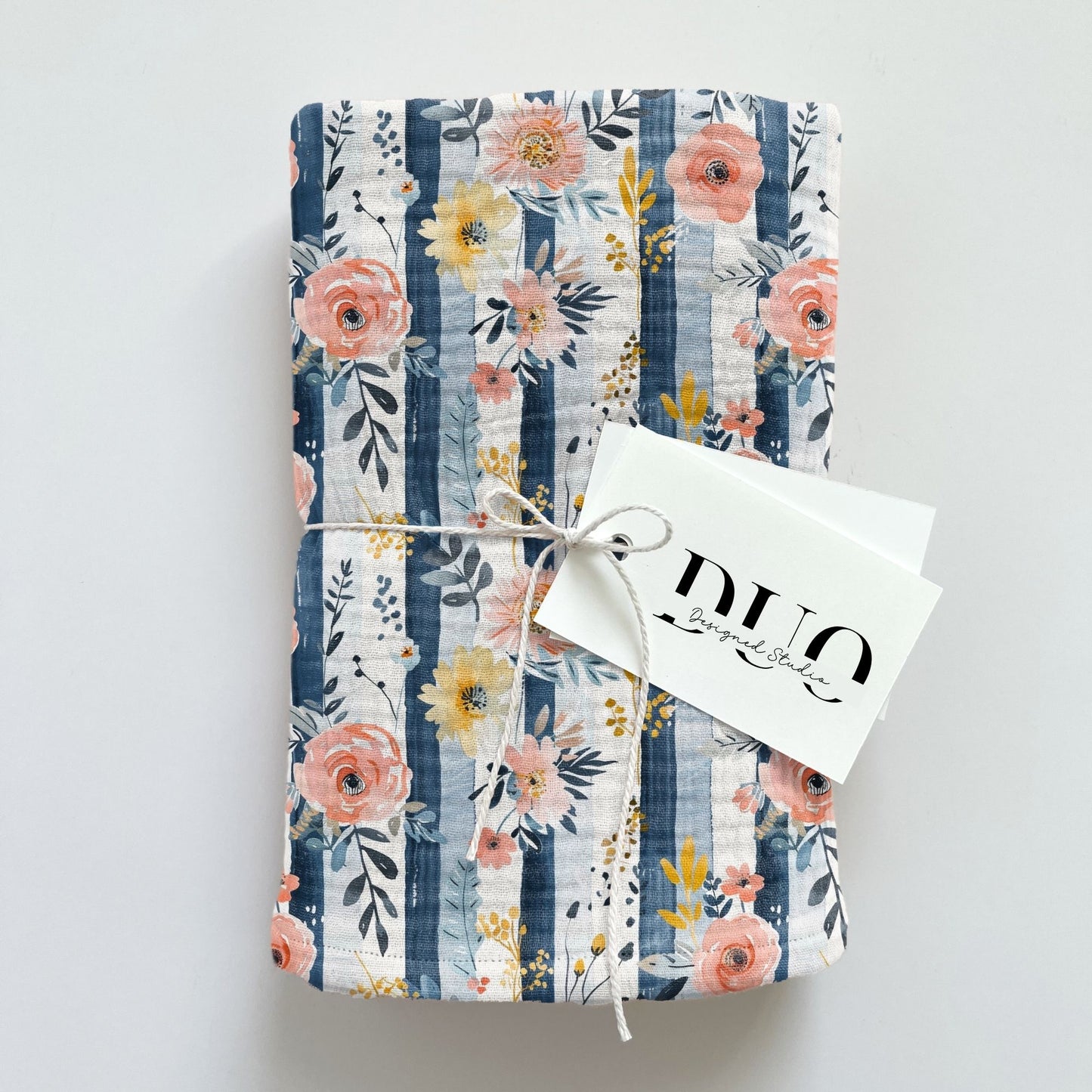 Blue Stripe Floral Digital Seamless Pattern