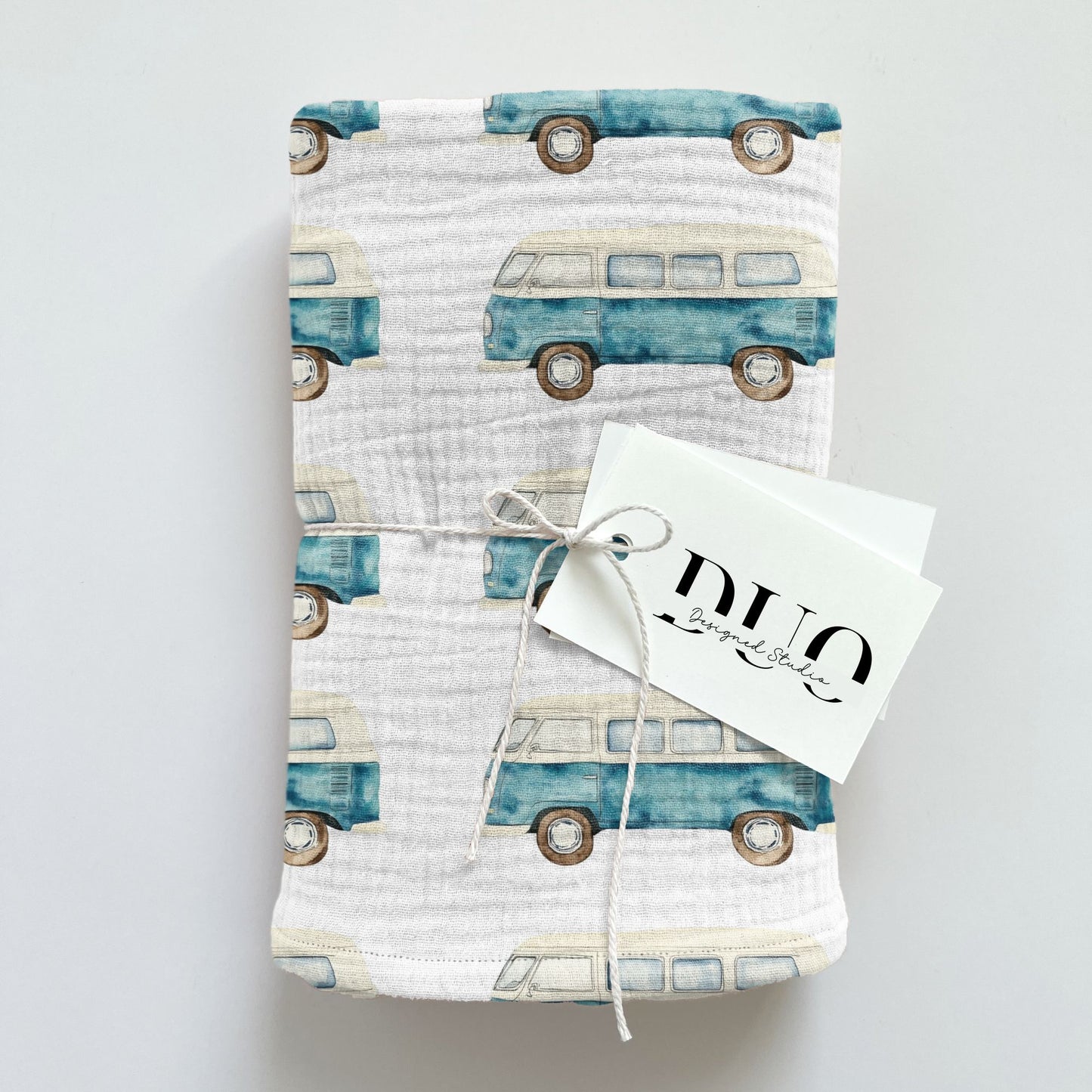 Blue Camper Vans Digital Seamless Pattern