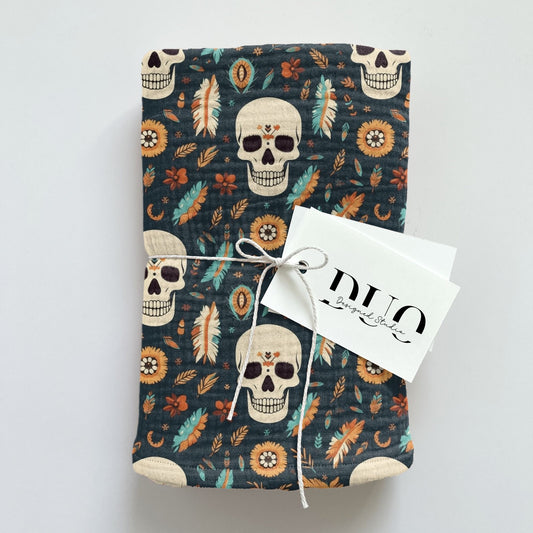 Boho Skulls Digital Seamless Pattern