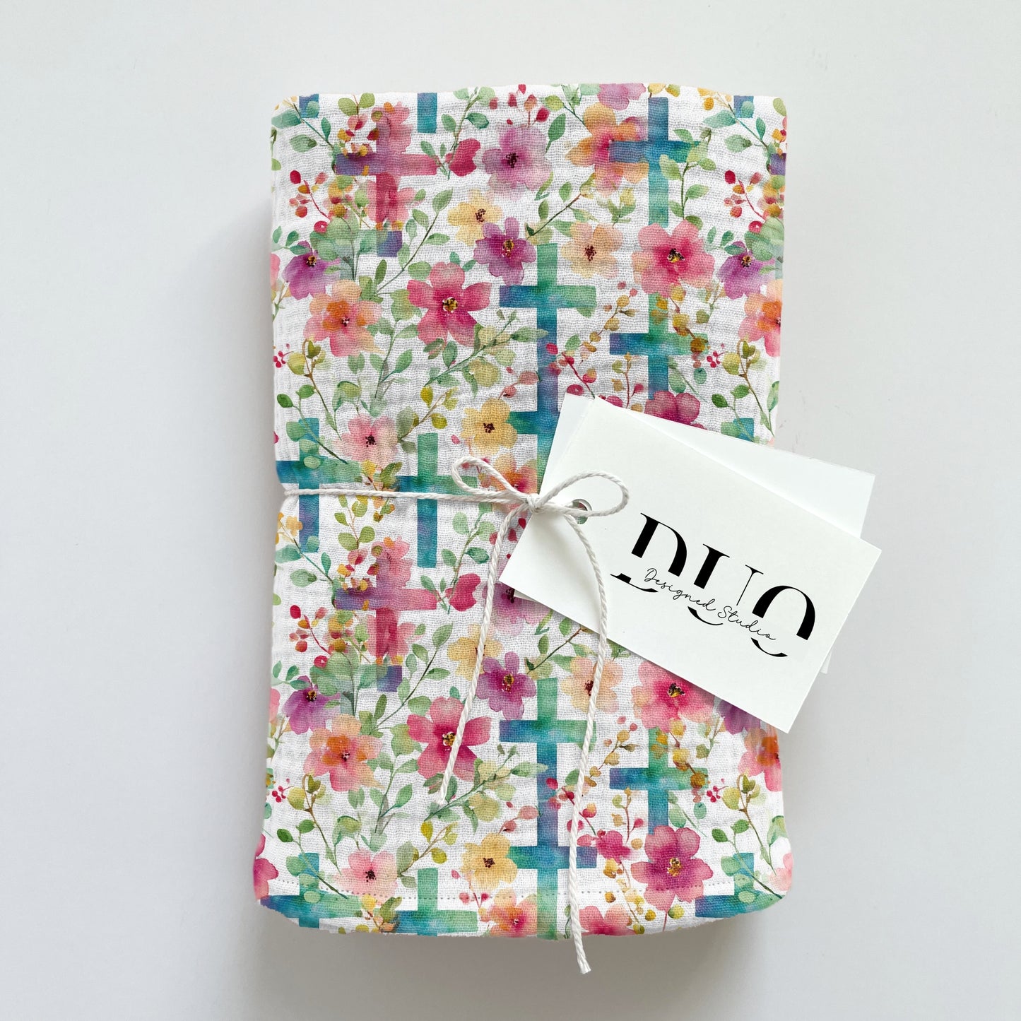 Bright Watercolour Floral Crosses Digital Seamless Pattern