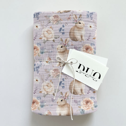 Bunnies & Flowers Lilac Digital Seamless Pattern