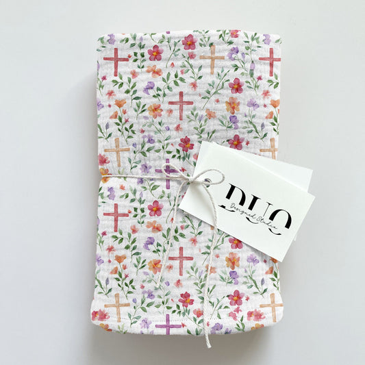 Christian Floral Crosses Digital Seamless Pattern