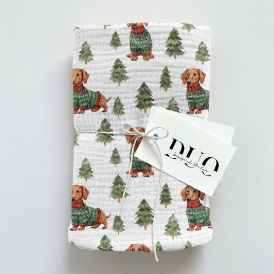 Christmas Dachshund Digital Seamless Pattern