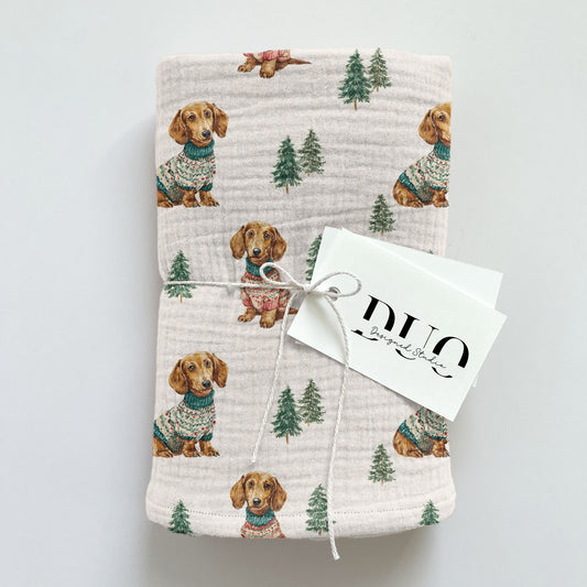 Christmas Dachshund Digital Seamless Pattern