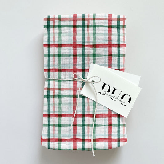 Christmas Painted Gingham Digital Seamless Pattern