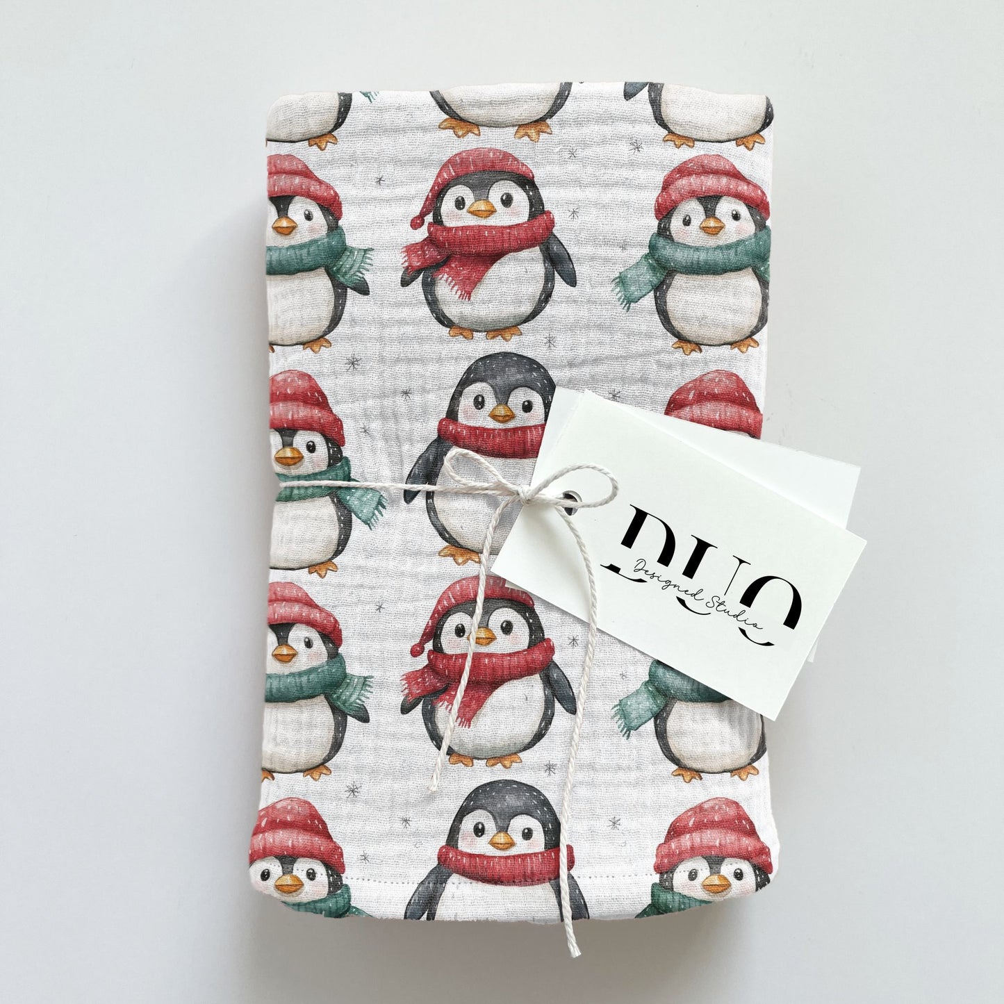 Cute Christmas Penguins Digital Seamless Pattern