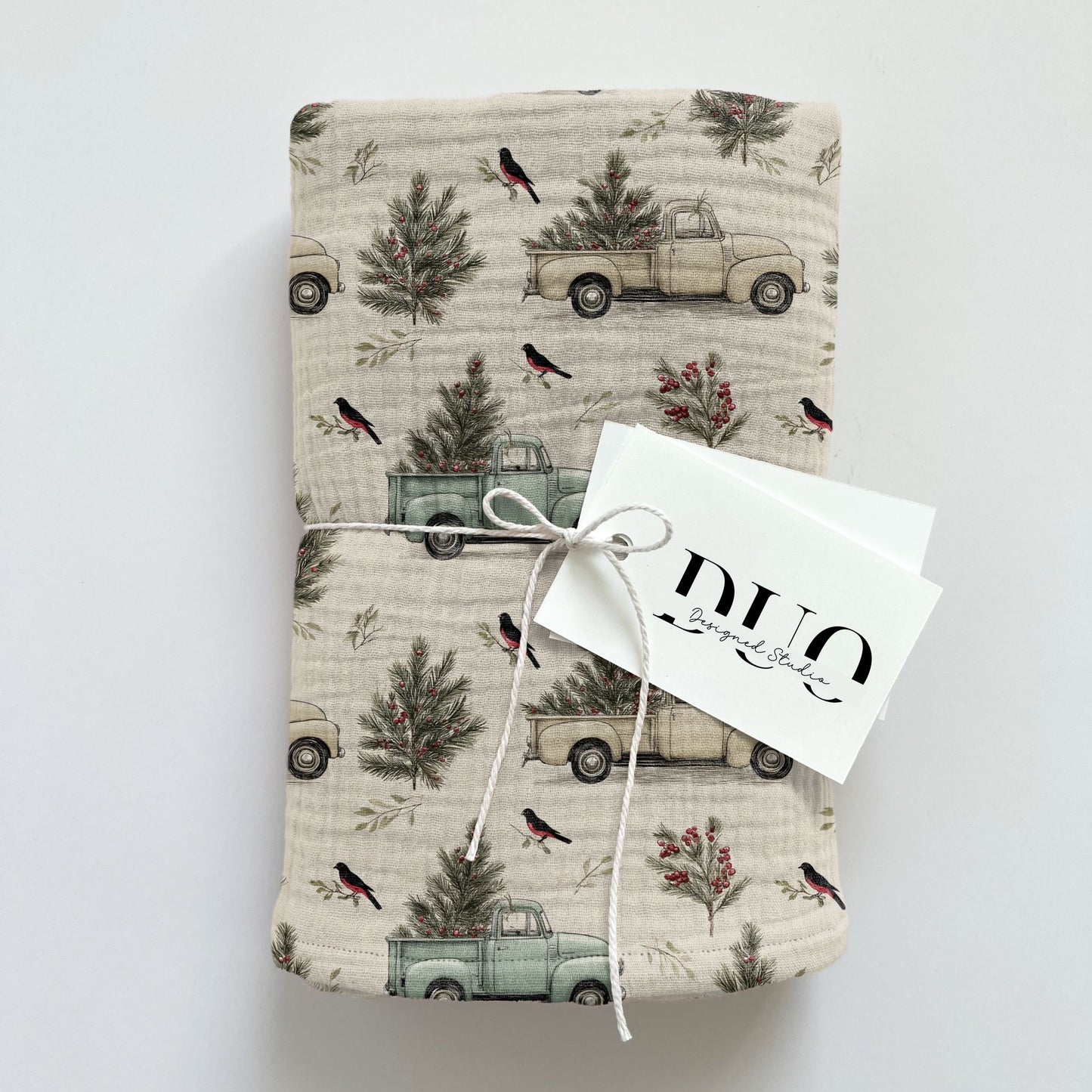 Christmas Trucks Presents Digital Seamless Pattern