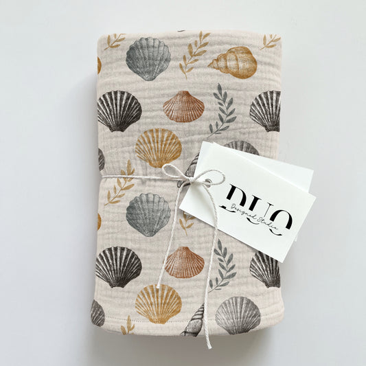 Coastal Sea Shells Digital Seamless Pattern