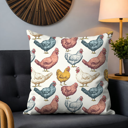 Colourful Chickens Digital Seamless Pattern