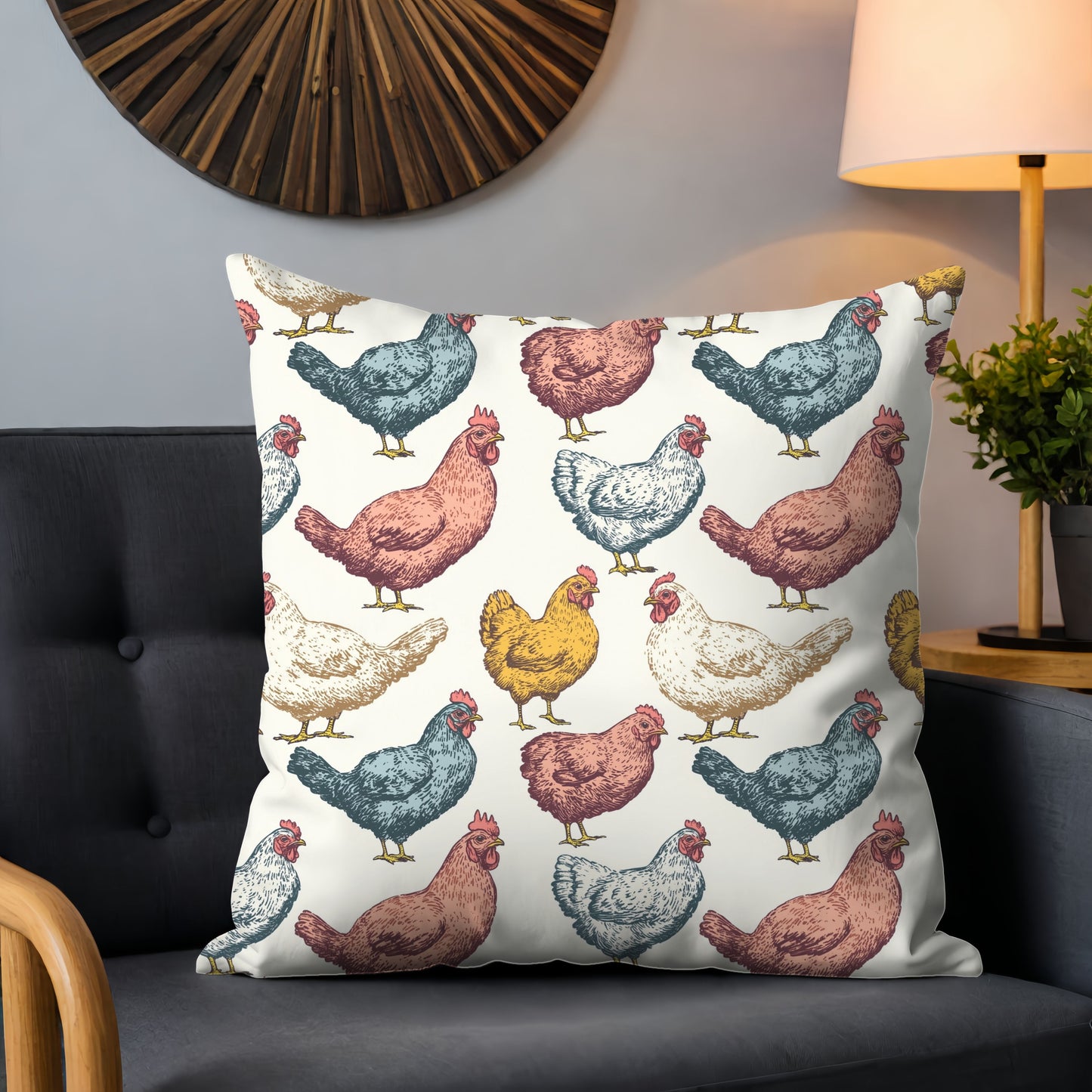Colourful Chickens Digital Seamless Pattern
