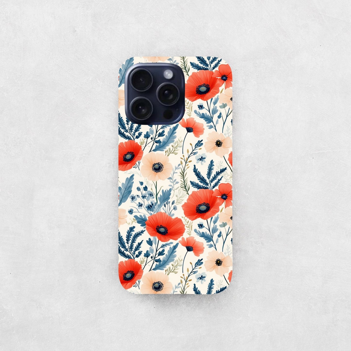 Cream & Red Flower Field Digital Seamless Pattern