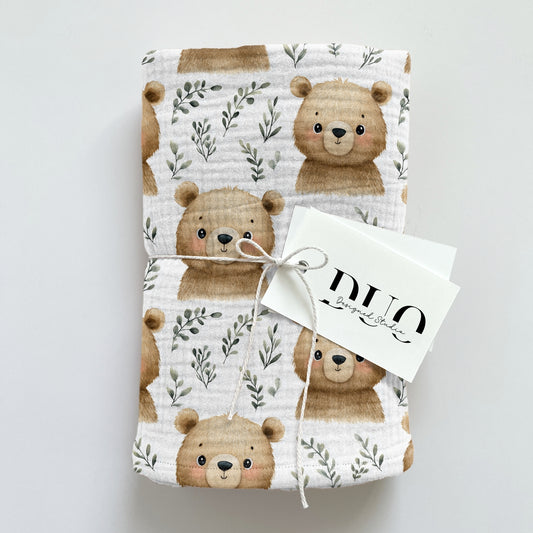 Cute Bears & Leaves Digital Seamless Pattern
