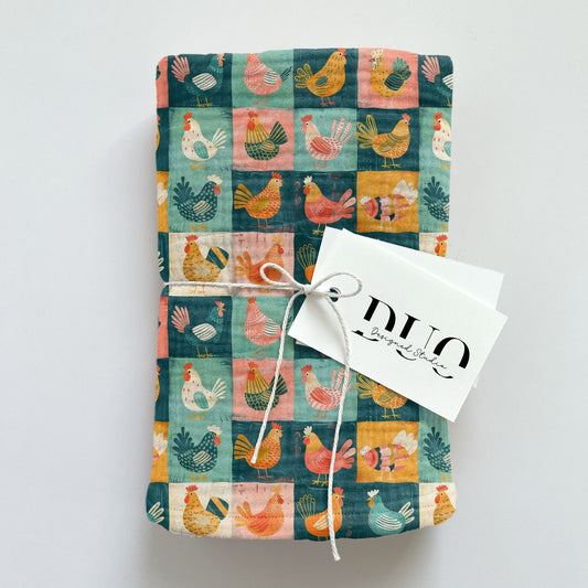 Cute Chicken Patchwork Digital Seamless Pattern
