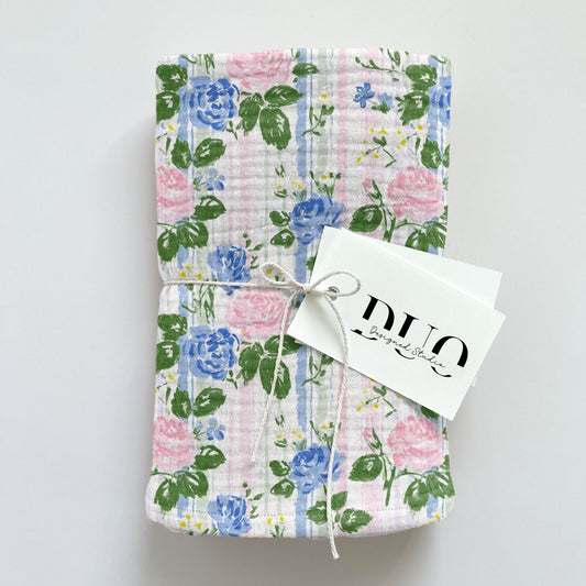 Cute Stripy Roses Digital Seamless Pattern