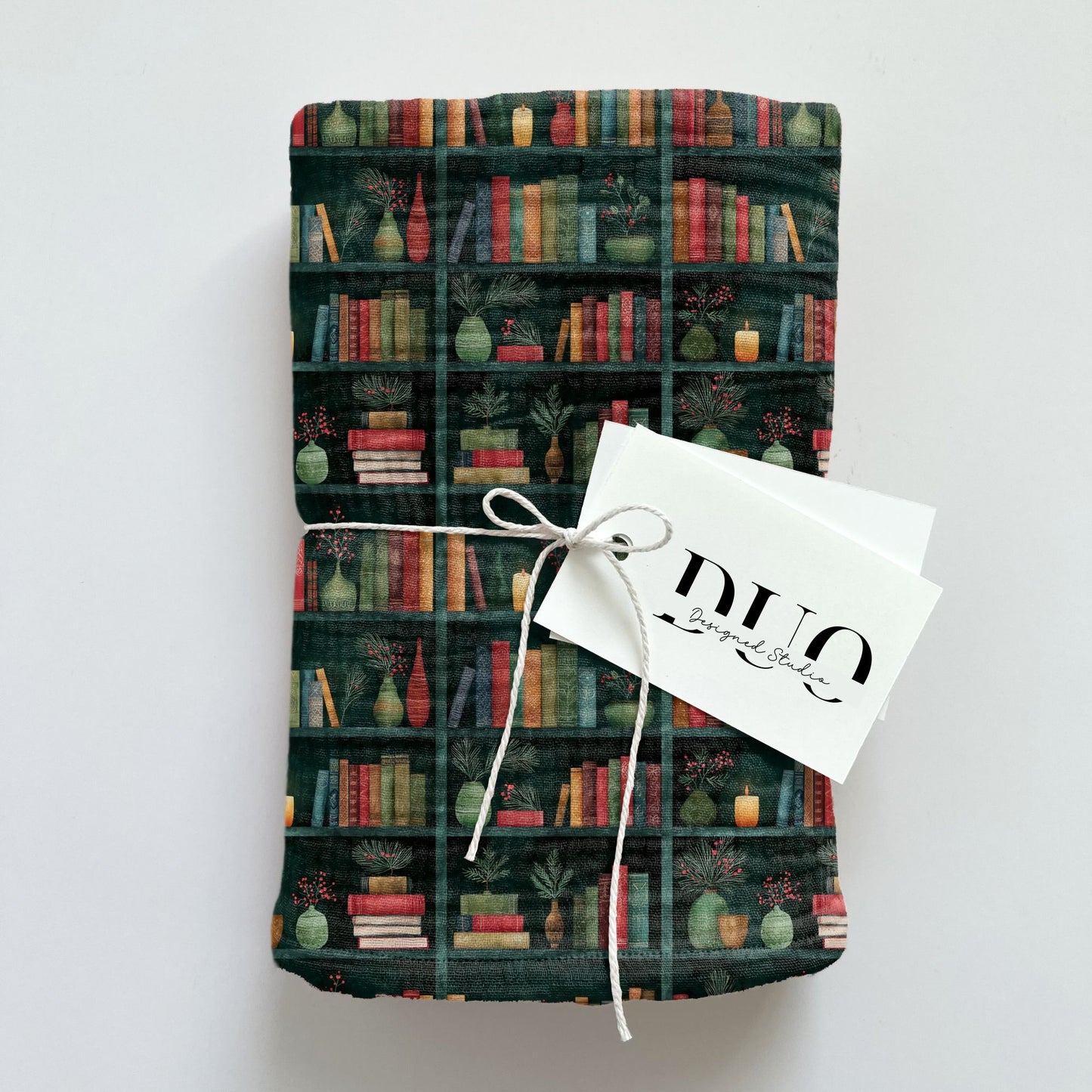 Dark Christmas Bookcase Digital Seamless Pattern