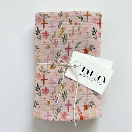 Dusky Pink Christian Cross Digital Seamless Pattern