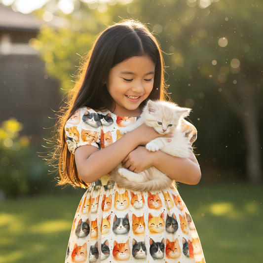 Purring Cats Digital Seamless Pattern