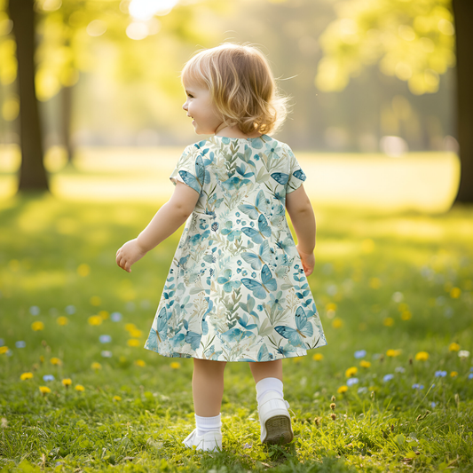 Teal Butterflies Digital Seamless Pattern