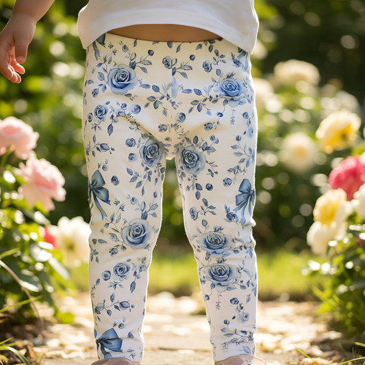 Blue Bow Roses Digital Seamless Pattern