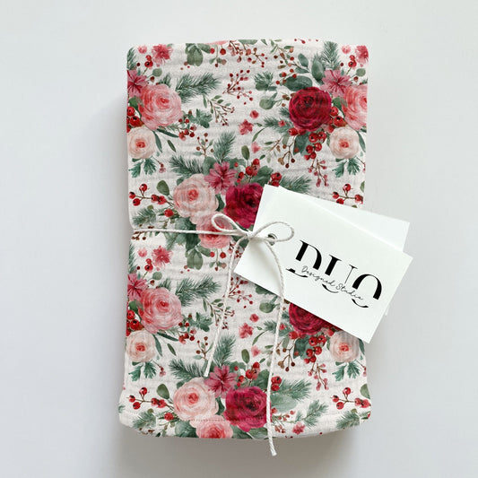 Festive Christmas Floral Digital Seamless Pattern